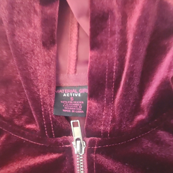 Material Girl Burgundy Velvet Hoodie - Picture 3 of 6